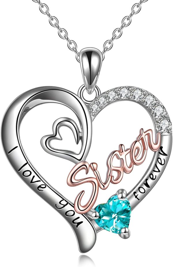 Best 925 Silver Sister Necklace - Birthstone Jewelry Gift