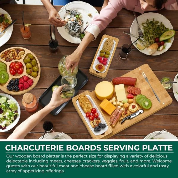 Best Bamboo Charcuterie Board Gift Set With Cutlery & Trays - Image 2