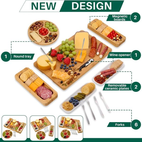 Best Bamboo Charcuterie Board Gift Set With Cutlery & Trays - Image 4