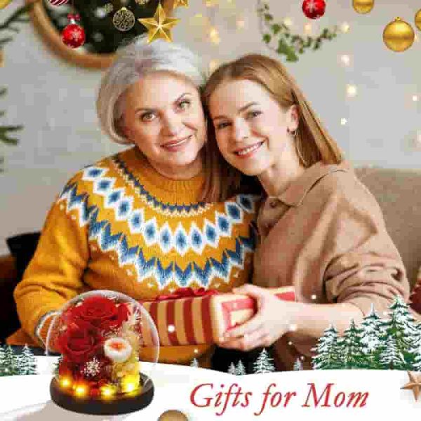 Best Preserved Rose Flower Gift For Mom, Wife, Grandma - Led Glass Dome - Image 2