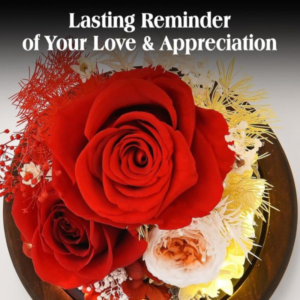 Best Preserved Rose Flower Gift For Mom, Wife, Grandma - Led Glass Dome - Image 3