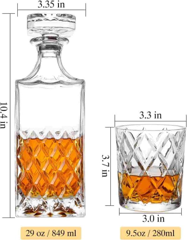 Best Whiskey Decanter Set - Crystal Bourbon Decanter With 4 Glasses - Image 2