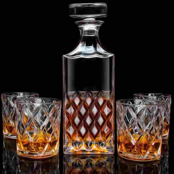 Best Whiskey Decanter Set - Crystal Bourbon Decanter With 4 Glasses - Image 4