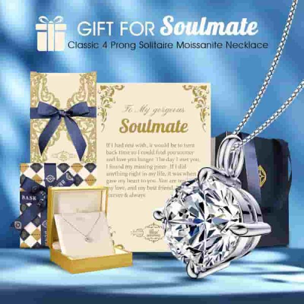 Best Moissanite Pendant Necklace For Wife Or Girlfriend - Sterling Silver - Image 3