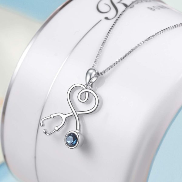 Aoboco Stethoscope Necklace, Birthstone Medical Jewelry - Graduation Gift - Image 2