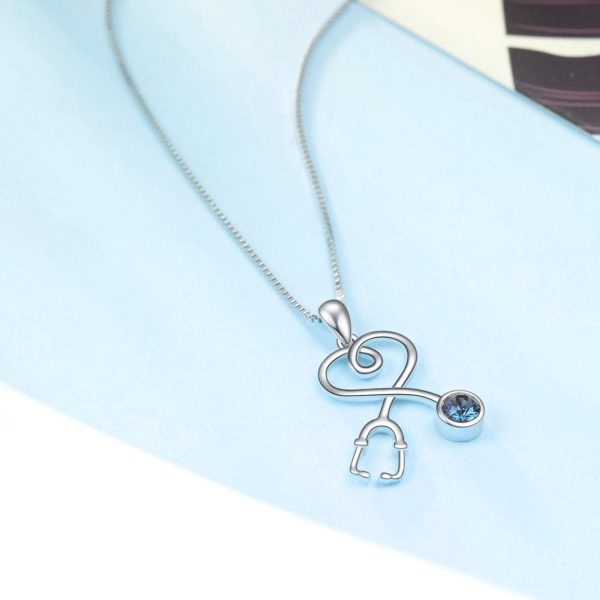 Aoboco Stethoscope Necklace, Birthstone Medical Jewelry - Graduation Gift - Image 3