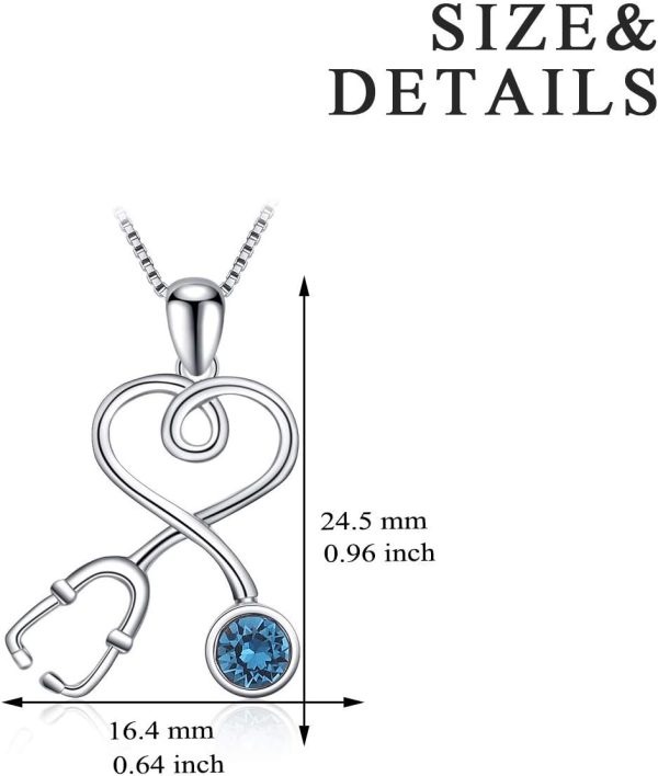 Aoboco Stethoscope Necklace, Birthstone Medical Jewelry - Graduation Gift - Image 4