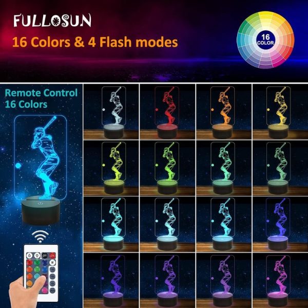 Best 3d Baseball Night Light For Kids & Fans - 16 Colors - Image 2