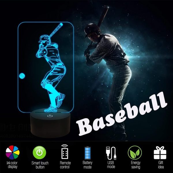 Best 3d Baseball Night Light For Kids & Fans - 16 Colors - Image 3
