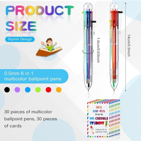 Best 30 Pcs Student Gifts - Multicolor Pens & Cards - Image 2