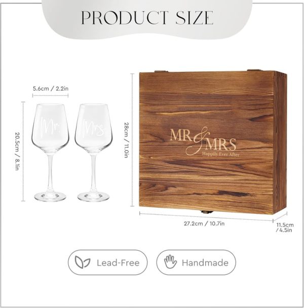 Engraved Wedding Wine Glass Gift Set For Couples - Mr & Mrs Keepsake - Image 2