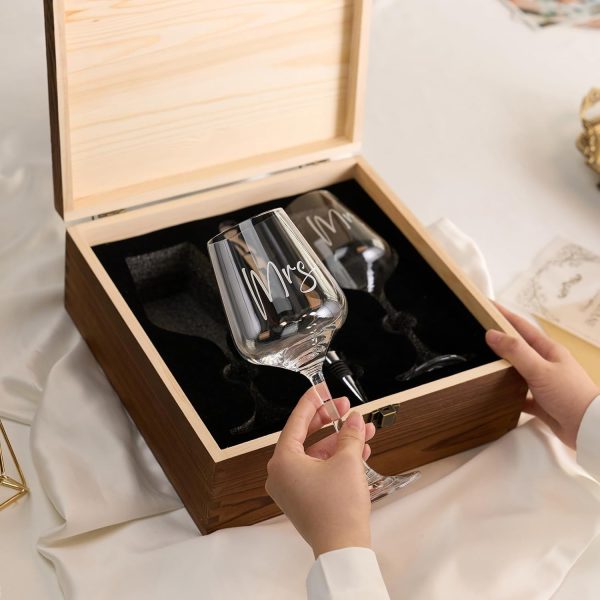 Engraved Wedding Wine Glass Gift Set For Couples - Mr & Mrs Keepsake - Image 4