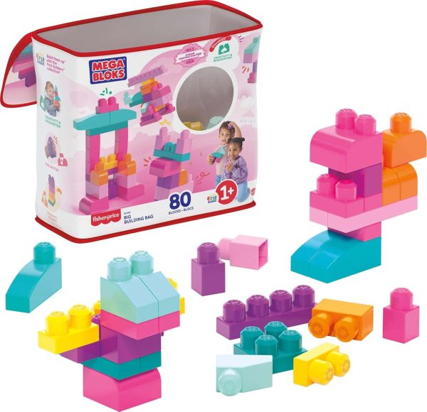 Mega Bloks Toddler Blocks Set, Pink, 80-piece