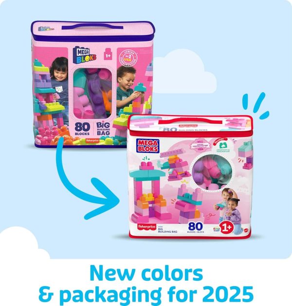 Mega Bloks Toddler Blocks Set, Pink, 80-piece - Image 2