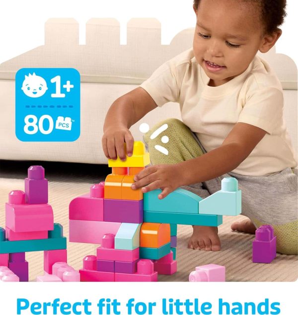 Mega Bloks Toddler Blocks Set, Pink, 80-piece - Image 3
