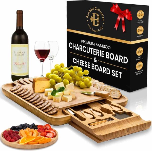 Bamboo Cheese Board Set: Housewarming, Wedding Gift