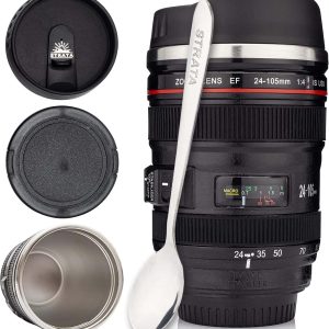 Camera Lens Coffee Mug Bundle Stainless Steel