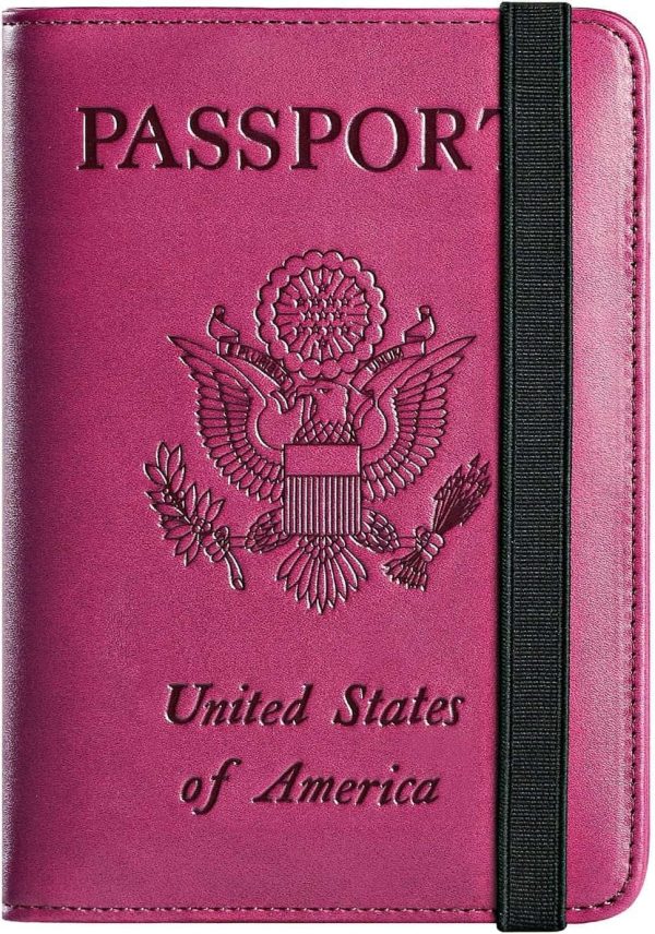 Purple Rfid Leather Passport Wallet Essentials