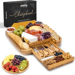 Smirly Bamboo Charcuterie Cheese Board Gift Set