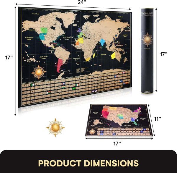 Scratch Off World Map - Travel Gift With Accessories - Image 3