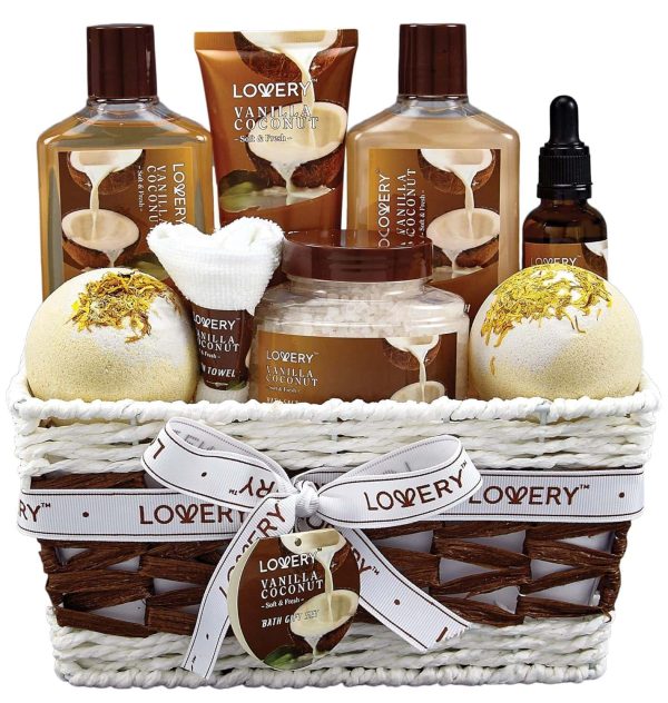 Vanilla Coconut Spa Basket: Luxurious Skincare Set