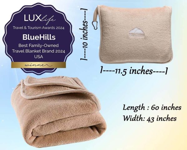 Bluehills Travel Blanket Pillow Beige Compact Essential - Image 2