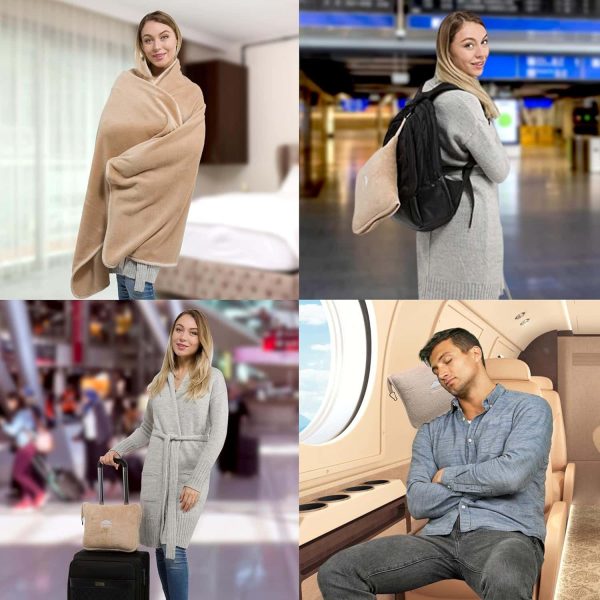 Bluehills Travel Blanket Pillow Beige Compact Essential - Image 3