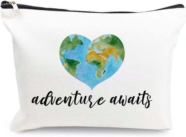Nature Linen World Map Travel Makeup Bag