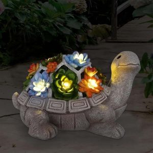 Nacome Solar Turtle Led Succulent Garden Statue Decor