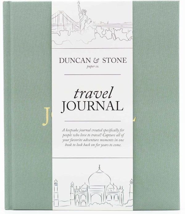 Sage Green Linen Travel Journal 110 Pages Elegant Trips