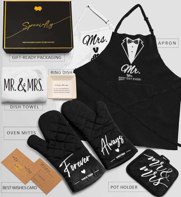Couple Aprons Anniversary Bridal Wedding Gift Set - Image 2