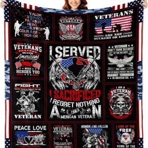 Veteran Patriotic Throw Blanket Navy Army Air