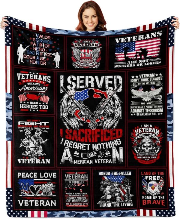 Veteran Patriotic Throw Blanket Navy Army Air