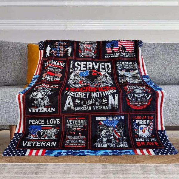 Veteran Patriotic Throw Blanket Navy Army Air - Image 2