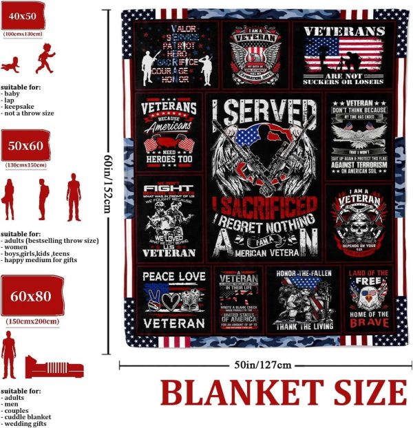 Veteran Patriotic Throw Blanket Navy Army Air - Image 3