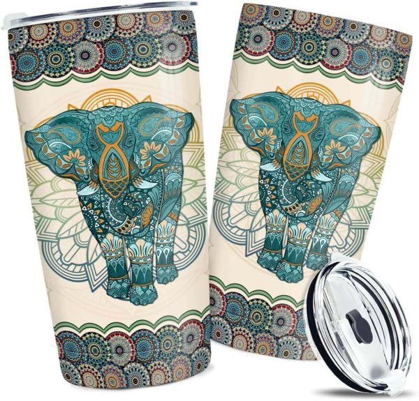 Elephant Mandala Travel Mug Stainless Steel|gift Idea