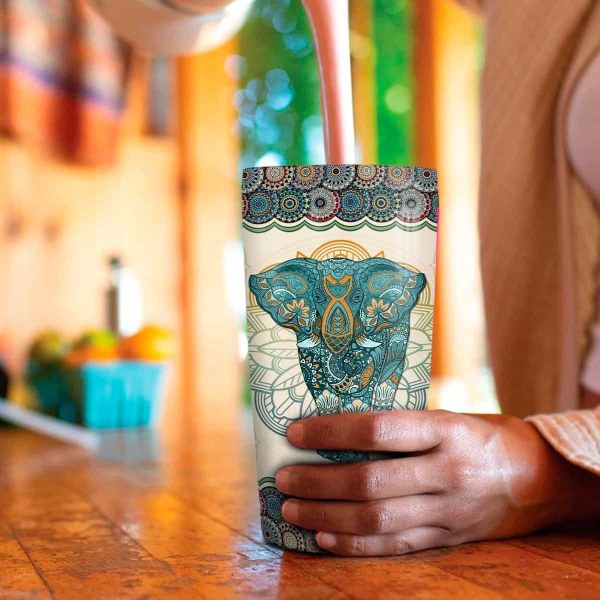Elephant Mandala Travel Mug Stainless Steel|gift Idea - Image 2