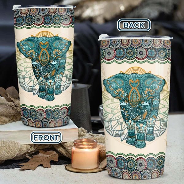 Elephant Mandala Travel Mug Stainless Steel|gift Idea - Image 3