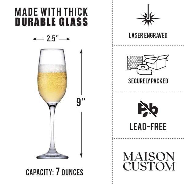 Personalized Wedding Champagne Flutes - Bride Groom Gift - Image 3