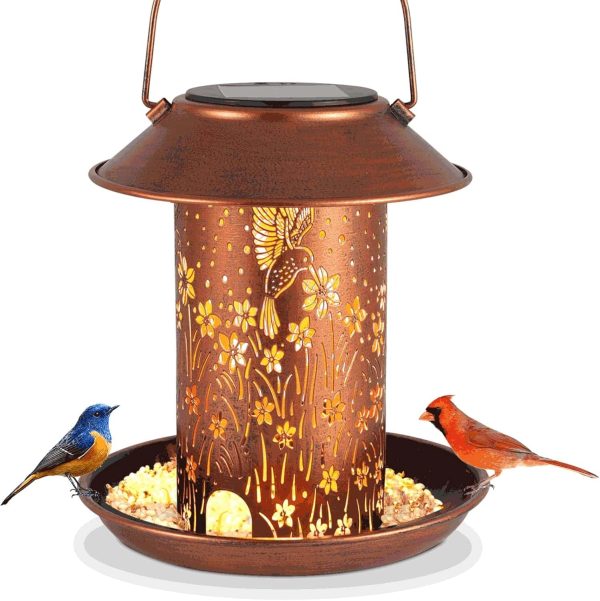 Solar Hummingbird Lantern Outdoor Metal Decor