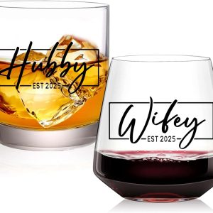 Wedding Glasses Est 2025 Bridal Couple Gift Set