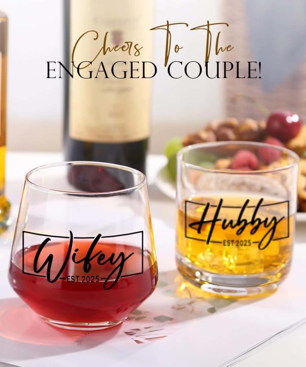 Wedding Glasses Est 2025 Bridal Couple Gift Set - Image 2