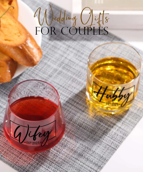 Wedding Glasses Est 2025 Bridal Couple Gift Set - Image 3