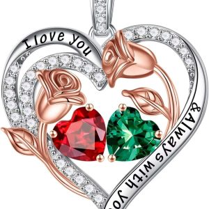 Iefil Sterling Heart Birthstone Necklace Jewelry