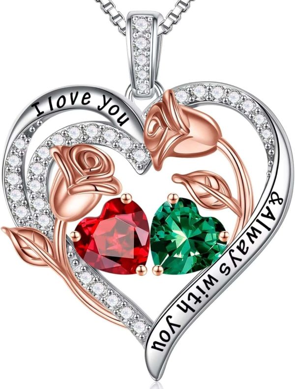 Iefil Sterling Heart Birthstone Necklace Jewelry
