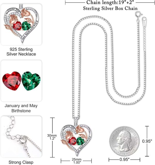 Iefil Sterling Heart Birthstone Necklace Jewelry - Image 3