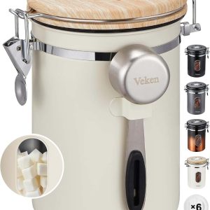 Veken Coffee Canister Airtight Stainless Steel 22oz