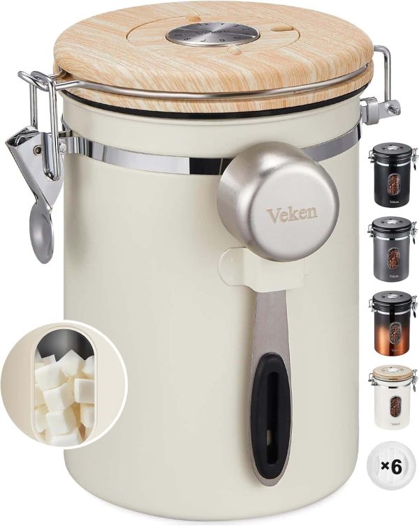 Veken Coffee Canister Airtight Stainless Steel 22oz