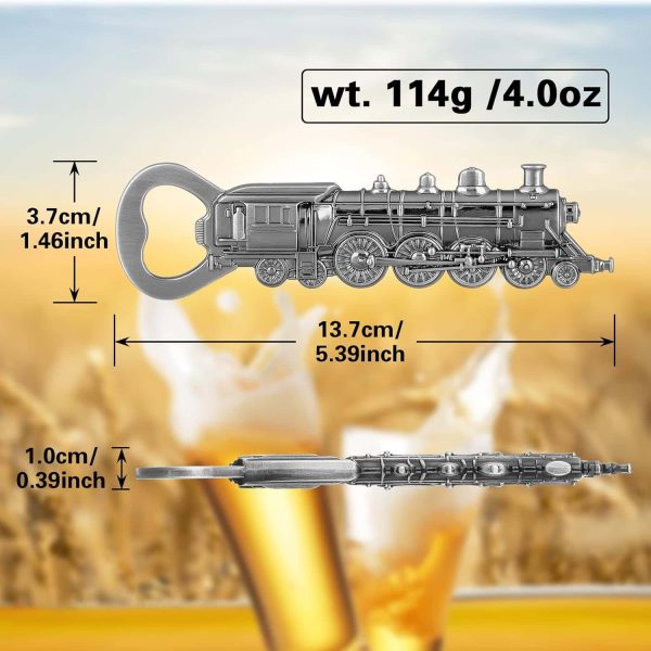 Steam Train Beer Opener Silver Locomotive Gift - Image 2