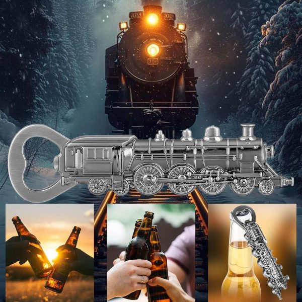 Steam Train Beer Opener Silver Locomotive Gift - Image 3